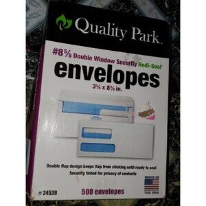 Quality Park 2-Window Tinted Redi Seal Check Envelope #8 5/8 3 5/8 x 8 5/8 White